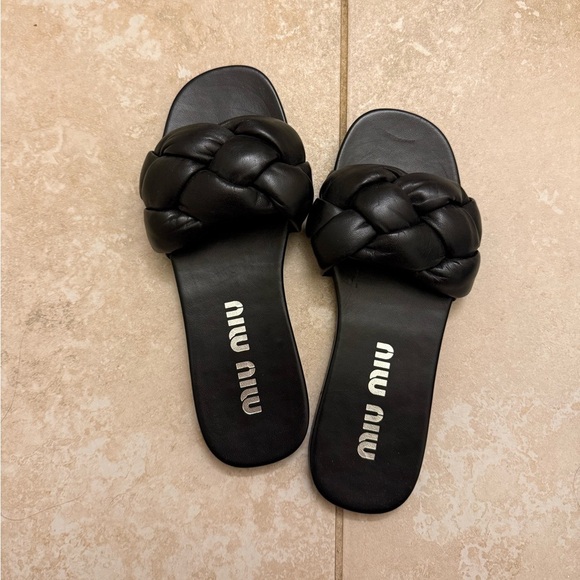 Miu Miu Flat Nappa Leather Sandals - Picture 6 of 7